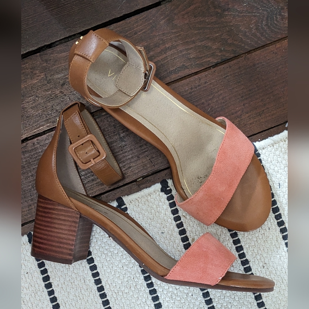 Vionic Papaya Rosie Coral Ankle Strap Heels Women’s 9